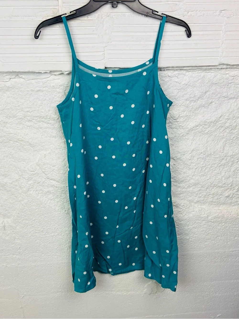 NWT Cat & Jack Teal Polka Dot spaghetti strap Kids Casual Dress size XL 14